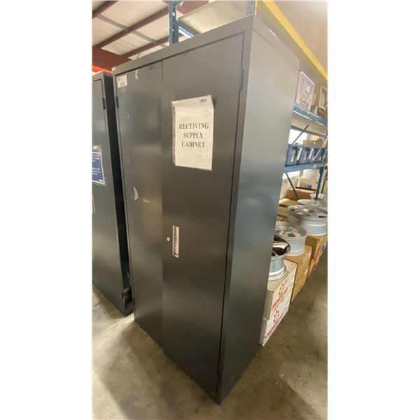 GREY METAL 36"W X 18"D X 72"H INDUSTRIAL 2 DOOR CONSUMABLES CABINET