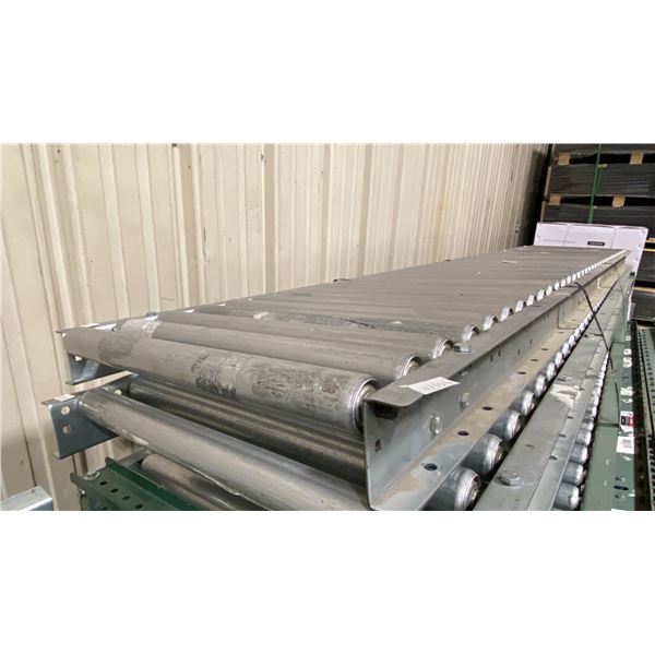 ULINE H-4071 GREY INDUSTRIAL 24"W X 10'L ADJUSTABLE GRAVITY ROLLER CONVEYOR SYSTEM WITH 2 LEGS