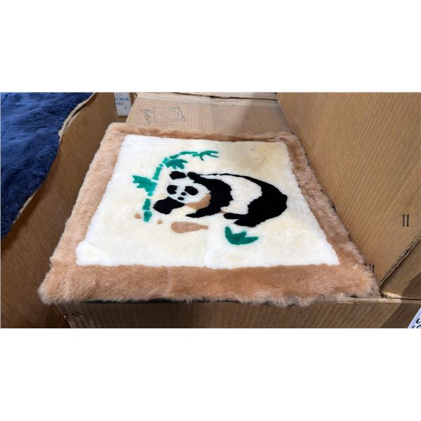 LARGE BOX OF BROWN PANDA PRINT FUZZY PROFESSIONAL CAR SEAT BASE CUSHIONS