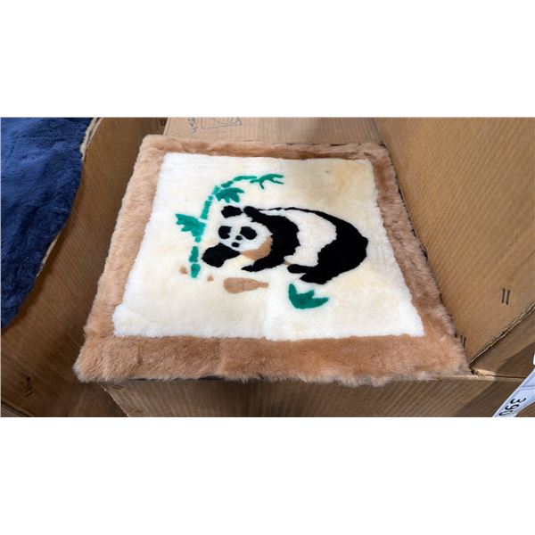 LARGE BOX OF BROWN PANDA PRINT FUZZY PROFESSIONAL CAR SEAT BASE CUSHIONS