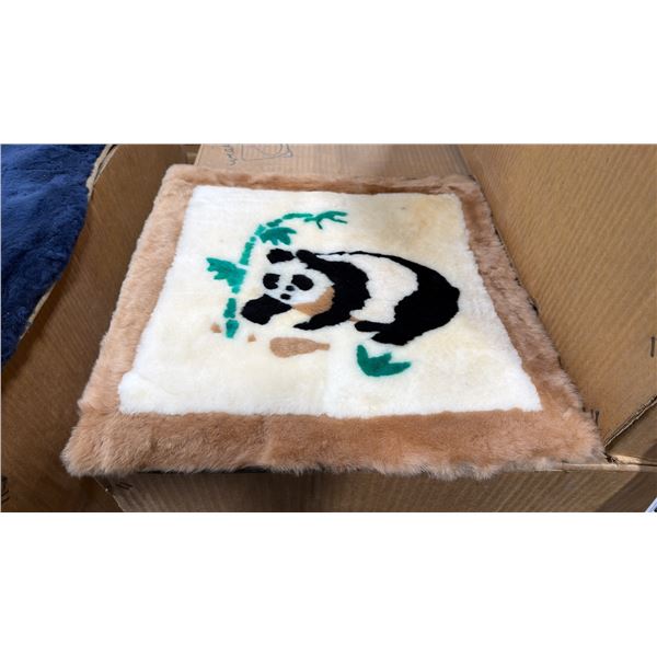LARGE BOX OF BROWN PANDA PRINT FUZZY PROFESSIONAL CAR SEAT BASE CUSHIONS