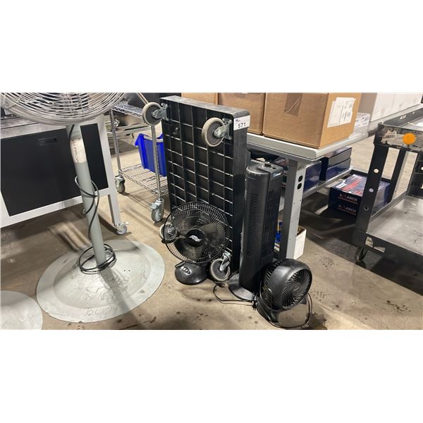 FAULTLESS BLACK PLASTIC COMMERCIAL TRANSPORT CART, FOR LIVING ELECTRIC FLOOR FAN, COOL WORKS
