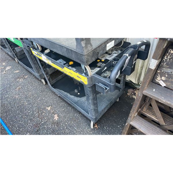 BLACK PLASTIC 2 TIER 42"L X 25"D X 33"H COMMERCIAL MOBILE PRODUCT CART