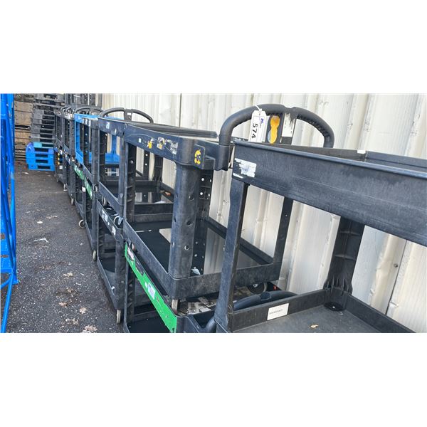 BLACK PLASTIC 2 TIER 42"L X 25"D X 33"H COMMERCIAL MOBILE PRODUCT CART