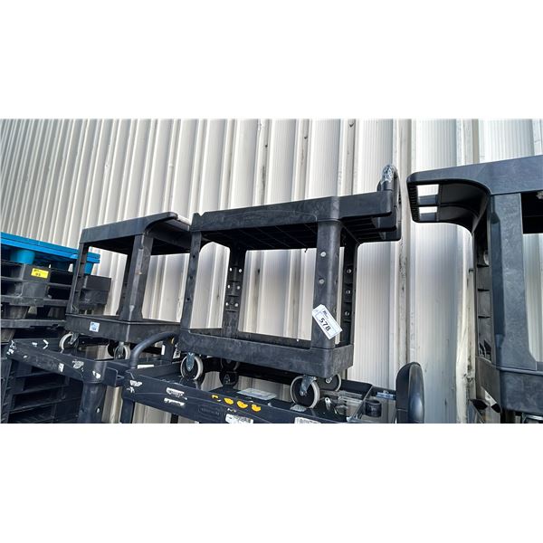 BLACK PLASTIC 2 TIER 39"L X 17"D X 33"H COMMERCIAL MOBILE PRODUCT CART