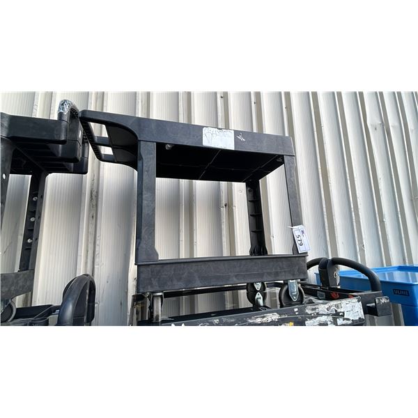 BLACK PLASTIC 2 TIER 39"L X 17"D X 33"H COMMERCIAL MOBILE PRODUCT CART