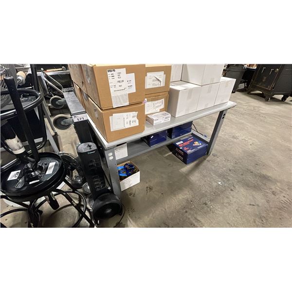 GREY ADJUSTABLE HEIGHT METAL FRAMED 60"W X 30"D INDUSTRIAL TECHNICAL STYLE WORKBENCH