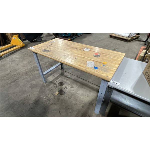 GREY ADJUSTABLE HEIGHT METAL FRAMED 60"W X 30"D INDUSTRIAL TECHNICAL STYLE WORKBENCH WITH