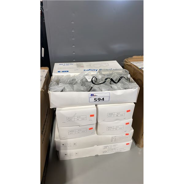 10 BOXES OF 15PCS OF RETSING CLEAR INDUSTRIAL SAFETY GOGGLES *MUST TAKE ALL*