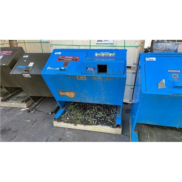 BLUE METAL 48"W X 40"D X 54"H INDUSTRIAL BEAR PROOF OUTDOOR WASTE / RECYCLING RECEPTACLE