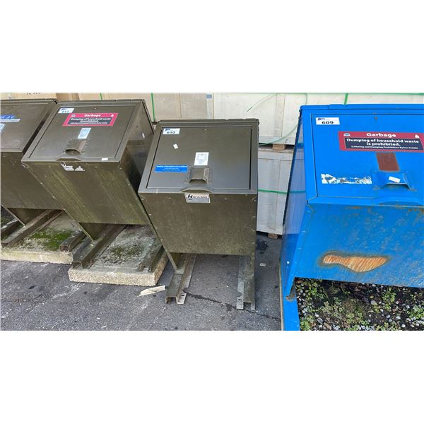 GREEN METAL 26"W X 40"D X 54"H INDUSTRIAL BEAR PROOF OUTDOOR WASTE RECEPTACLE