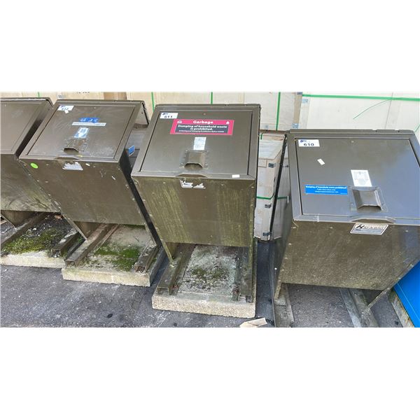 GREEN METAL 26"W X 40"D X 54"H INDUSTRIAL BEAR PROOF OUTDOOR WASTE RECEPTACLE