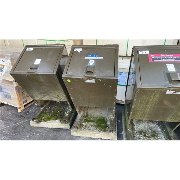 GREEN METAL 26"W X 40"D X 54"H INDUSTRIAL BEAR PROOF OUTDOOR WASTE RECEPTACLE