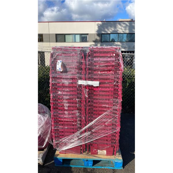 50 COMMERCIAL STACKING RED HINGED LID STORAGE TOTES