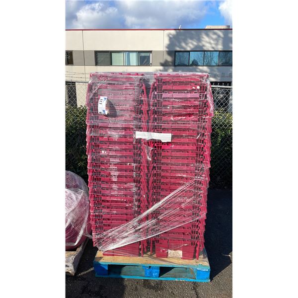 50 COMMERCIAL STACKING RED HINGED LID STORAGE TOTES