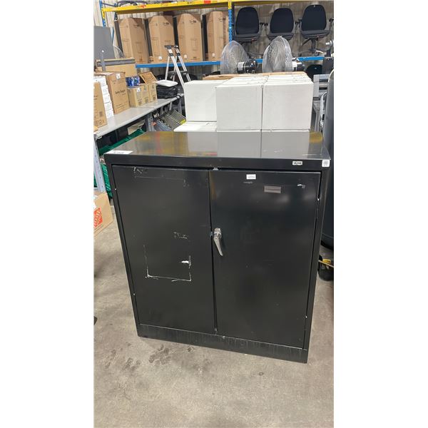 BLACK METAL 36"W X 18"D X 42"H INDUSTRIAL 2 DOOR CONSUMABLES CABINET
