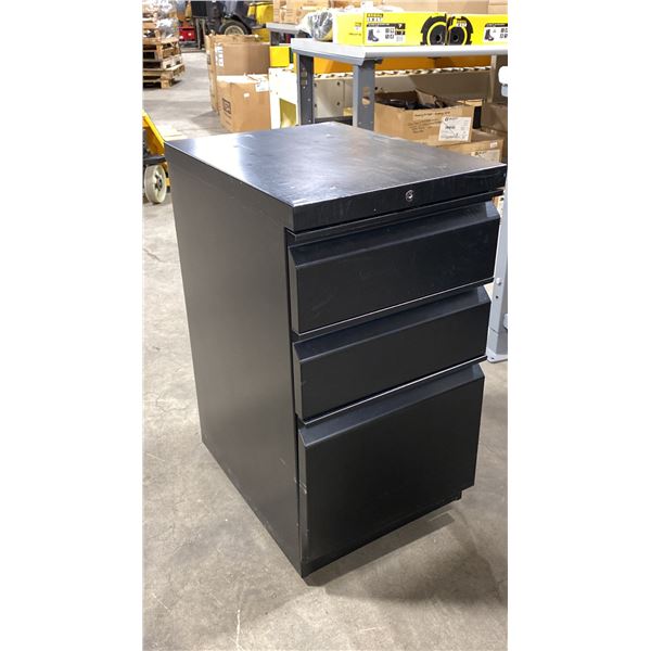 BLACK METAL MOBILE 3 DRAWER OFFICE PEDESTAL
