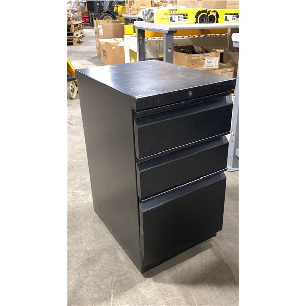 BLACK METAL MOBILE 3 DRAWER OFFICE PEDESTAL