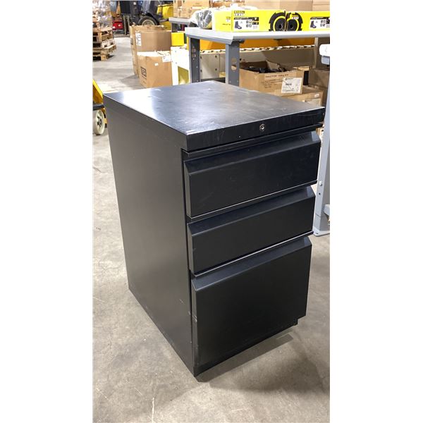 BLACK METAL MOBILE 3 DRAWER OFFICE PEDESTAL