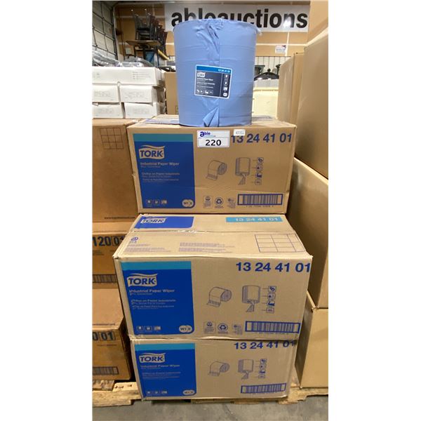 10 CASES OF TORK INDUSTRIAL BLUE CENTERFEED PAPER TOWEL, 2 LARGE ROLLS PER CASE