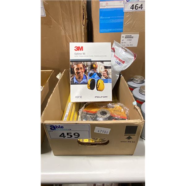 18 PACKS OF 10 STARRETT SAFE-FLEX BS1218 BLADES, 5 CUBITRON 3M GRINDING WHEELS, 3M EAR MUFFS & 2