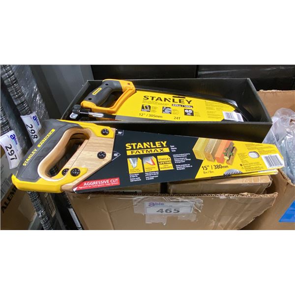 7 CASES OF STANLEY RUBBER GRIP 12" HACKSAWS & 3 STANLEY FATMAX 15" SAWS