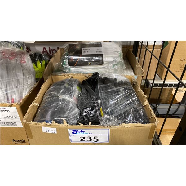 2 BOXES OF ASSORTED NEW INDUSTRIAL HYFLEX & SUPERIOR GLOVE POLYURETHANE PALM COATED WORK GLOVES