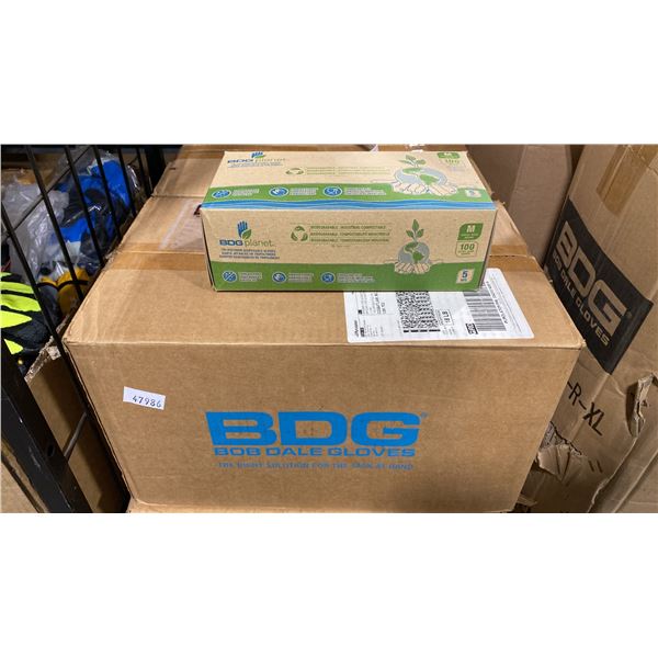 CASE OF 100PCS BOXES OF BDG PLANET TRI-POLYMER DISPOSABLE GLOVES *SIZE XL*