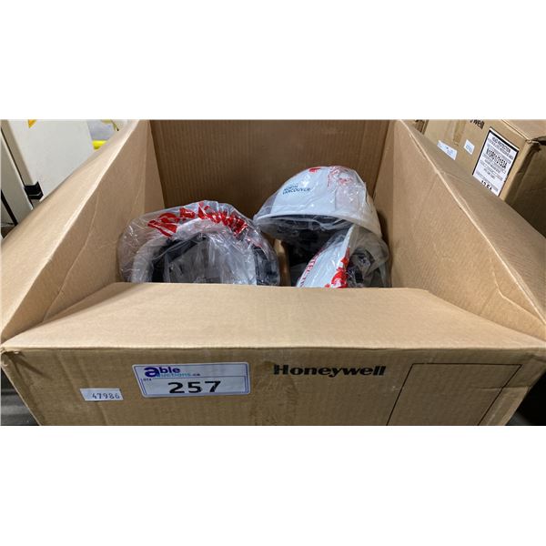 LARGE BOX OF ASSORTED INDUSTRIAL HARD HATS