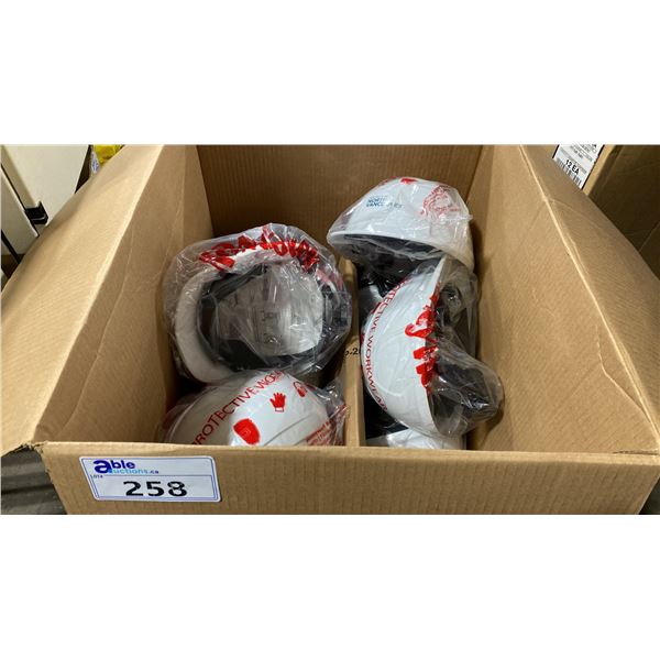 LARGE BOX OF ASSORTED INDUSTRIAL HARD HATS