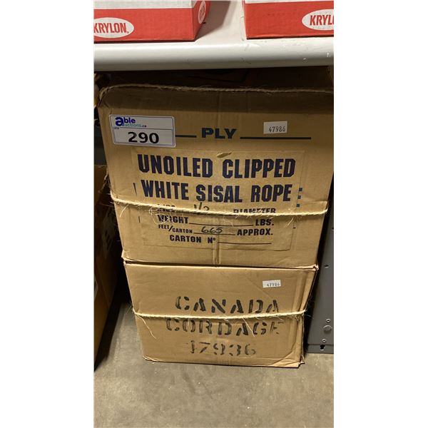 2 BOXES OF UN-OILED CLIPPED WHITE SISAL ROPE