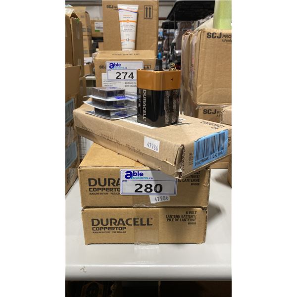 3 CASES OF ASSORTED BATTERIES- DURACELL COPPERTOP 6V LANTERN BATTERIES, ENERGIZER 9V & ENERGIZER C