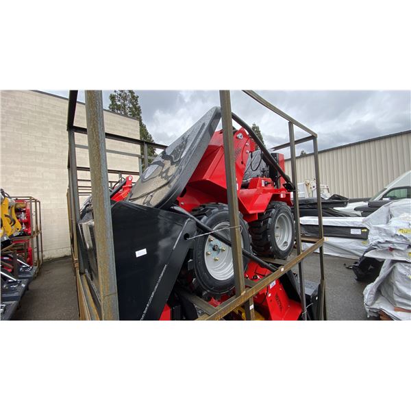 AGT INDUSTRIAL SDA-140W GAS POWERED PNEUMATIC TIRE RIDE ON MINI SKID STEER WITH ATTACHED