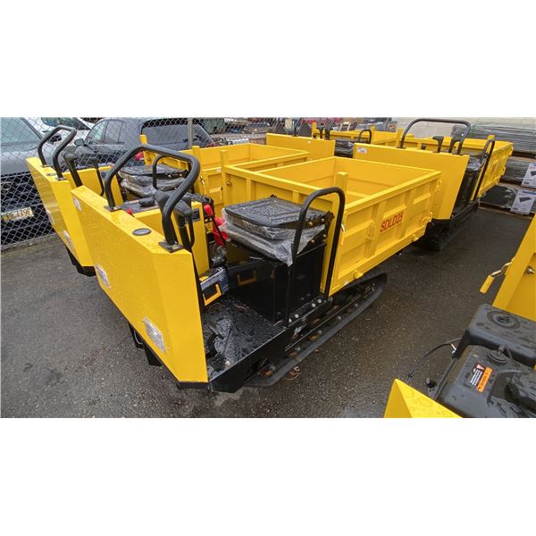 SDLANCH SDLD25 YELLOW RIDE ON GAS POWERED MINI CRAWLER DUMPER, 3 SPEED WITH 9" TRACKS &