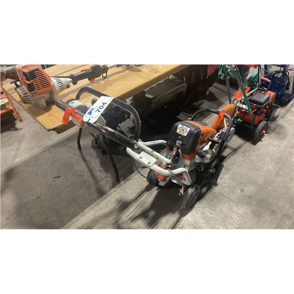 STIHL TS 800 GAS POWERED COMMERCIAL PORTABLE CHOP SAW WITH STIHL WALK BEHIND WET SAW CART