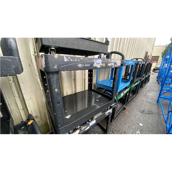 BLACK PLASTIC 2 TIER 42"L X 25"D X 33"H COMMERCIAL MOBILE PRODUCT CART