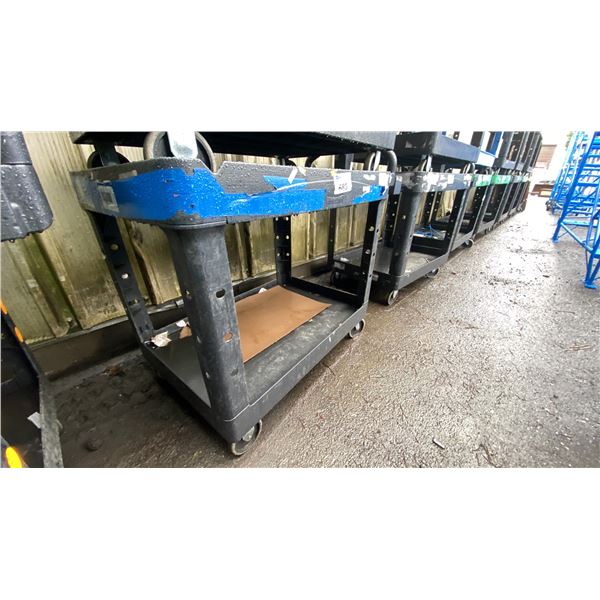 BLACK PLASTIC 2 TIER 42"L X 25"D X 33"H COMMERCIAL MOBILE PRODUCT CART