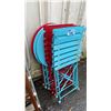 Image 2 : 8 RED AND BLUE SMALL METAL FOLDING TABLES