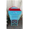 Image 3 : 8 RED AND BLUE SMALL METAL FOLDING TABLES