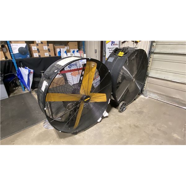 2 LARGE BLACK ELECTRIC INDUSTRIAL WAREHOUSE FANS *BOTH NEED REPAIRS, PARTS ONLY*