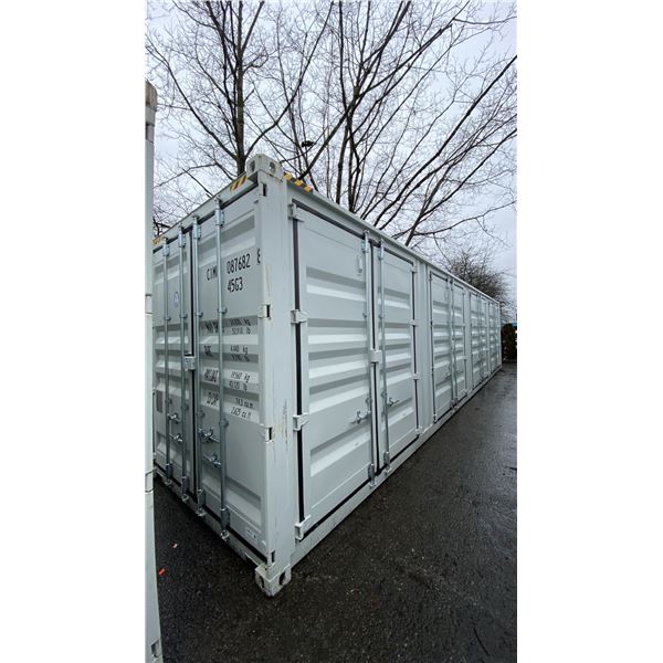 40' GREY HC, 52,910 MAX CAPACITY INDUSTRIAL TRANSPORT CONTAINER WITH 4 DUAL SWING SIDE DOORS DUAL