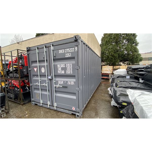 20FT DARK GREY SHIPPING CONTAINER WITH FRONT DOUBLE CAM LOCK DOOR 8'6" X 8' X 20' XHCU2752229