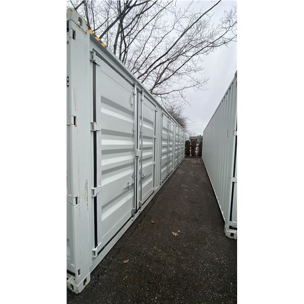 40' GREY HC, 52,910 MAX CAPACITY INDUSTRIAL TRANSPORT CONTAINER WITH 4 DUAL SWING SIDE DOORS DUAL