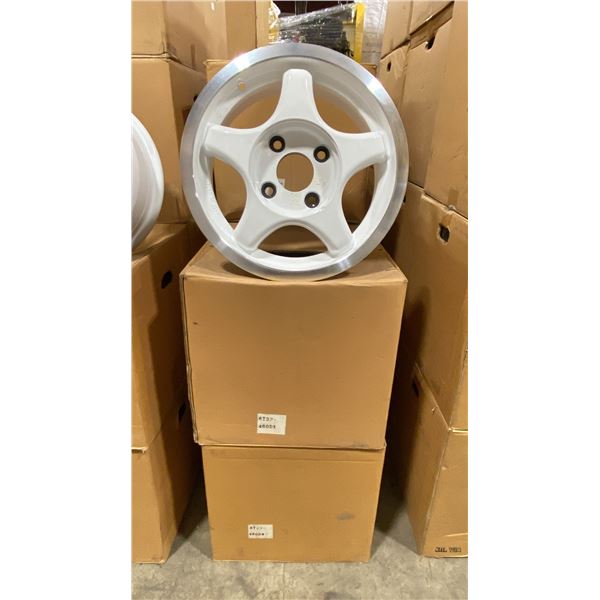 SET OF 4 JWL VIA JAWA 14X6 -JJ SILVER / WHITE 4 BOLT VINTAGE PROFESSIONAL VEHICLE RIMS