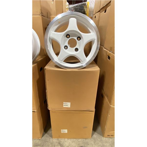 SET OF 4 JWL VIA JAWA 14X6 -JJ SILVER / WHITE 4 BOLT VINTAGE PROFESSIONAL VEHICLE RIMS