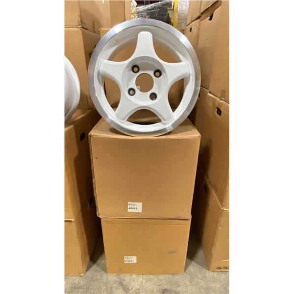 SET OF 4 JWL VIA JAWA 14X6 -JJ SILVER / WHITE 4 BOLT VINTAGE PROFESSIONAL VEHICLE RIMS