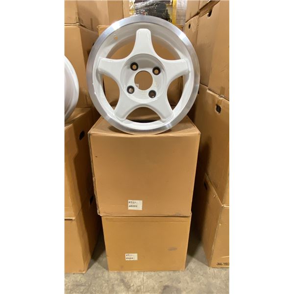 SET OF 4 JWL VIA JAWA 14X6 -JJ SILVER / WHITE 4 BOLT VINTAGE PROFESSIONAL VEHICLE RIMS