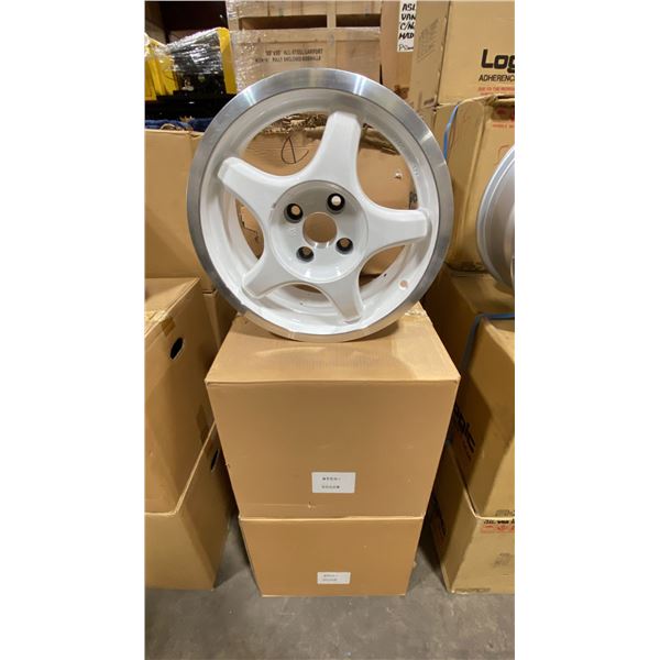 SET OF 4 JWL VIA JAWA 15X6 1/2 -JJ SILVER / WHITE 4 BOLT VINTAGE PROFESSIONAL VEHICLE RIMS