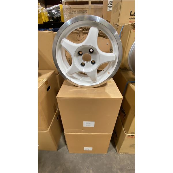 SET OF 4 JWL VIA JAWA 15X6 1/2 -JJ SILVER / WHITE 4 BOLT VINTAGE PROFESSIONAL VEHICLE RIMS