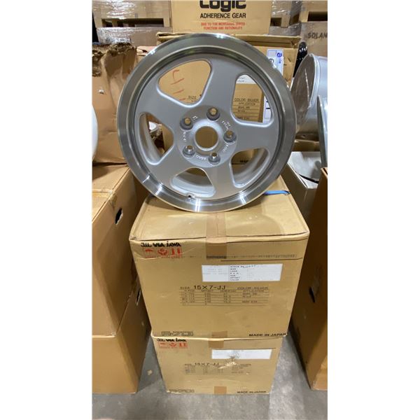SET OF 4 JWL VIA JAWA 15X7 -JJ SILVER 5 BOLT VINTAGE PROFESSIONAL VEHICLE RIMS